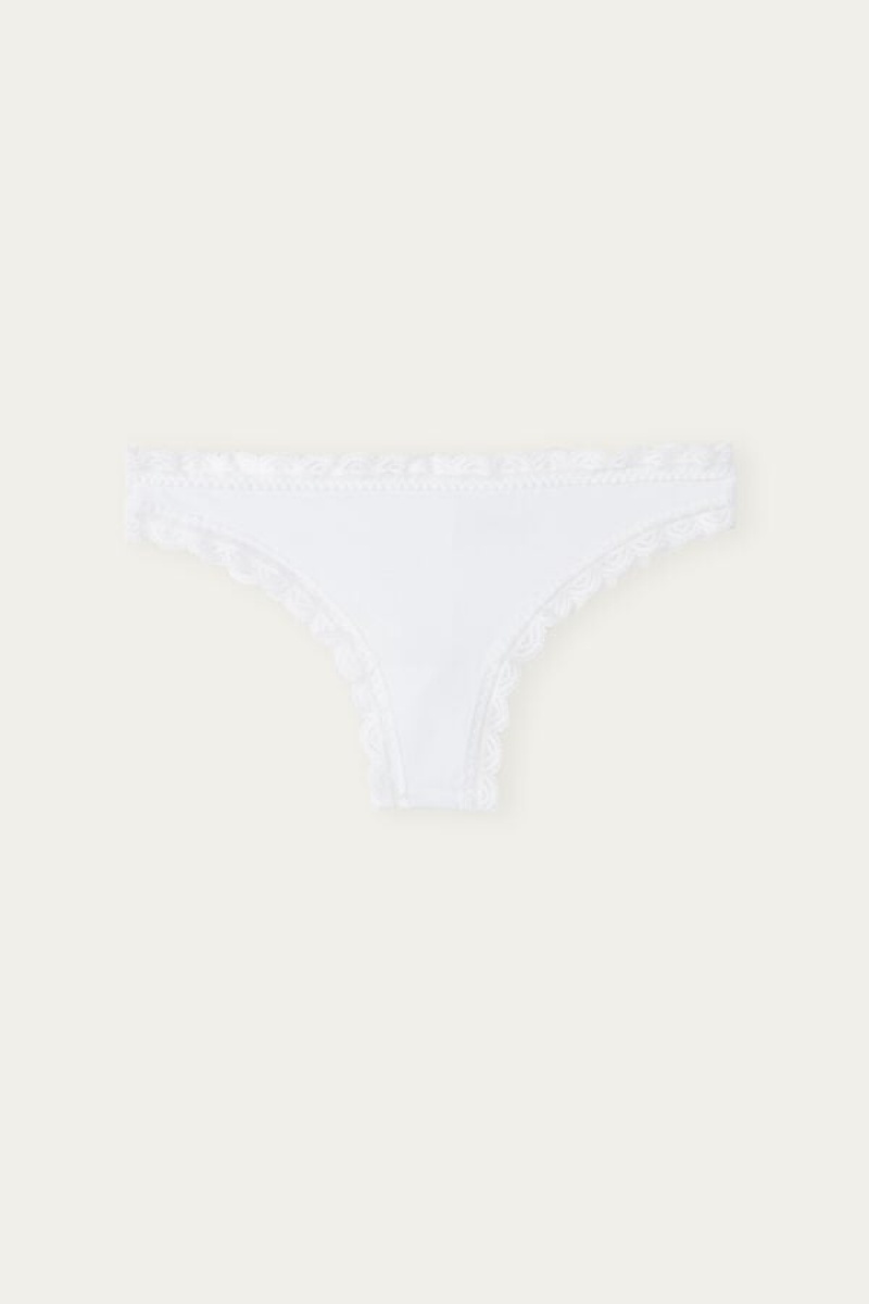 Intimissimi Cotton And Lace Brazilian Bijele | SN-ITMSM57450