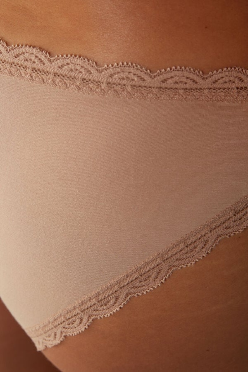 Intimissimi Cotton And Lace Panties Bež | SN-ITMSM57558