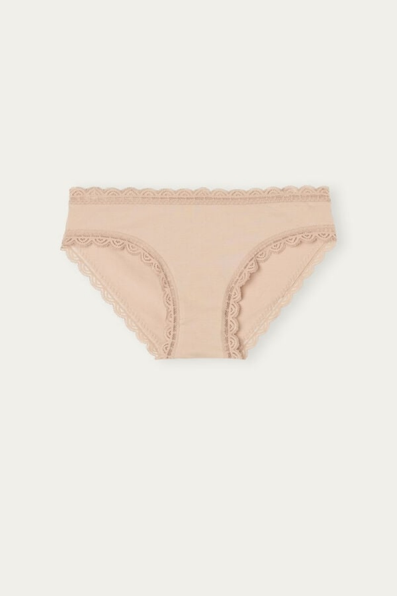 Intimissimi Cotton And Lace Panties Bež | SN-ITMSM57558