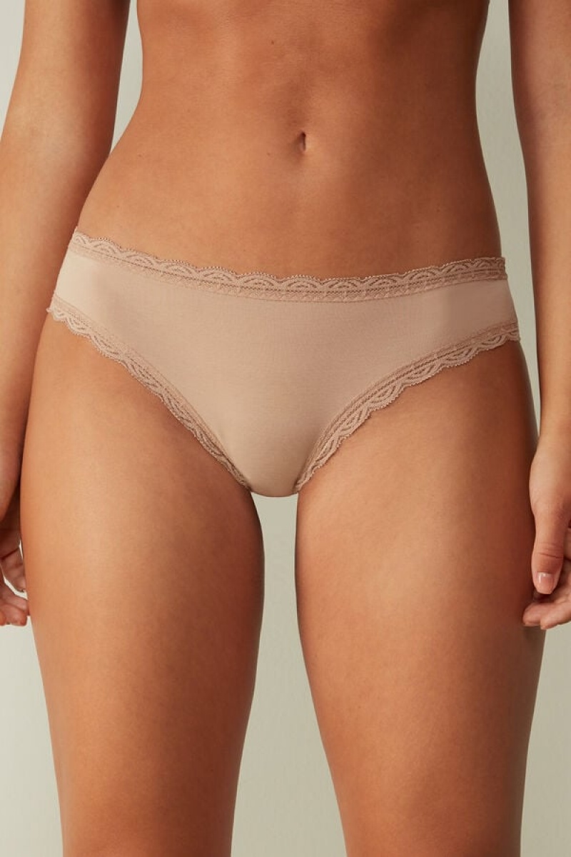 Intimissimi Cotton And Lace Panties Bež | SN-ITMSM57558