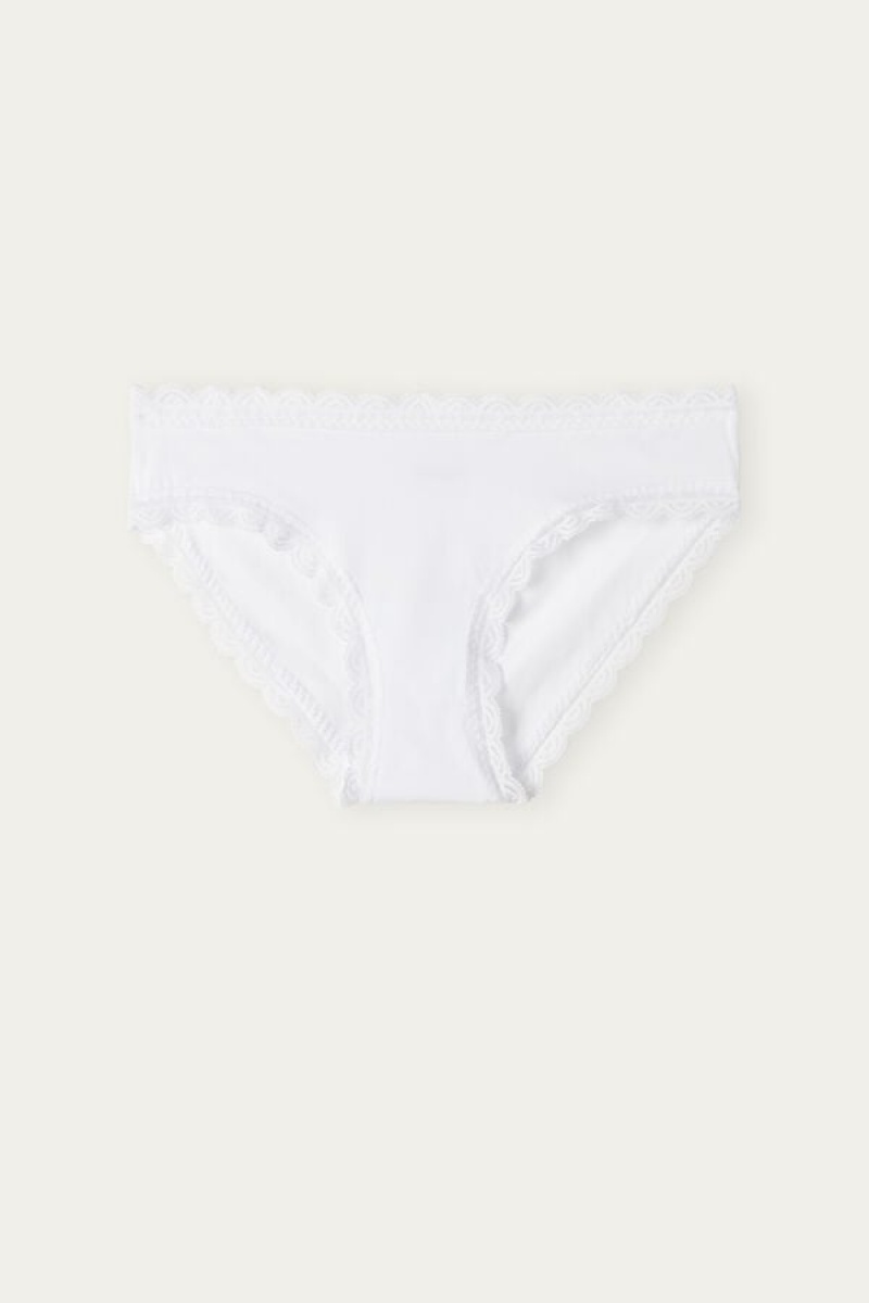 Intimissimi Cotton And Lace Panties Bijele | SN-ITMSM57562