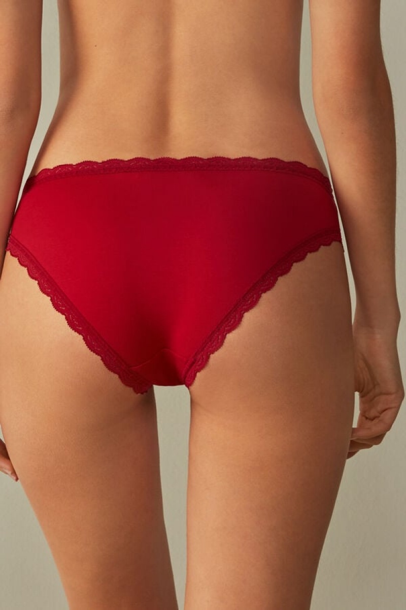 Intimissimi Cotton And Lace Panties Crvene | SN-ITMSM57572