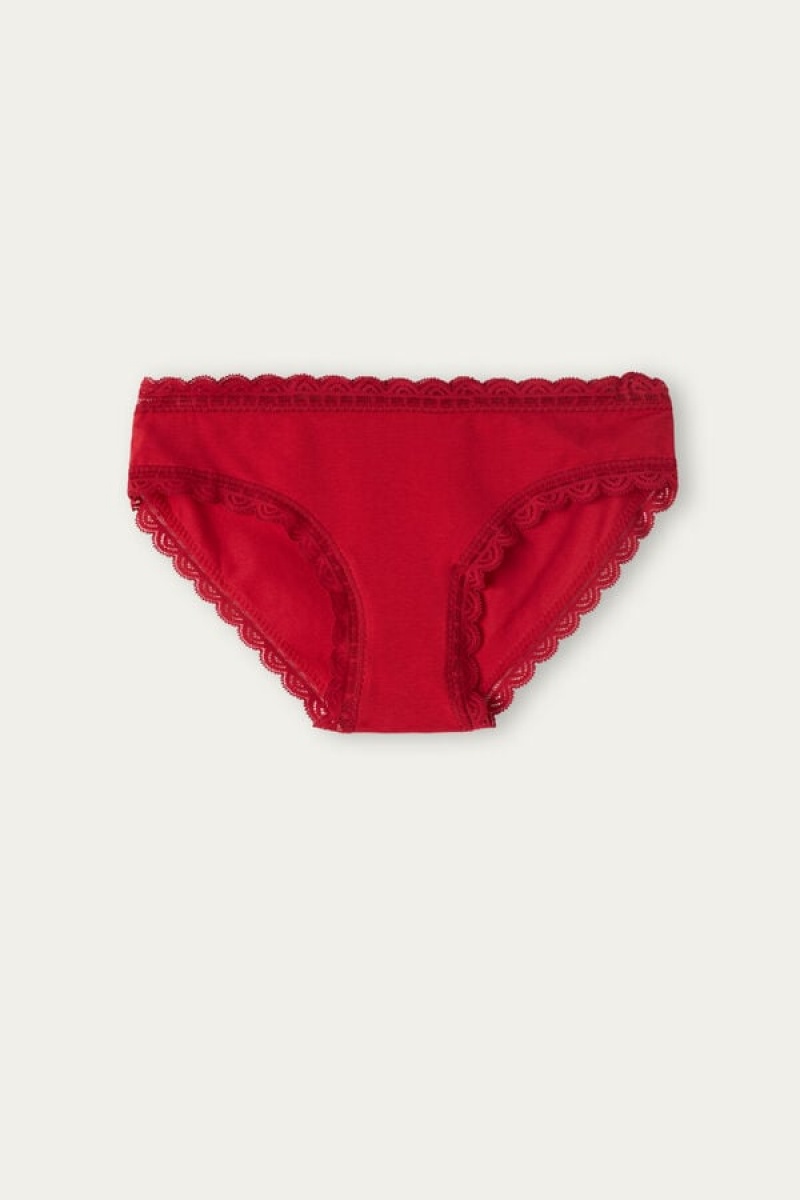 Intimissimi Cotton And Lace Panties Crvene | SN-ITMSM57572