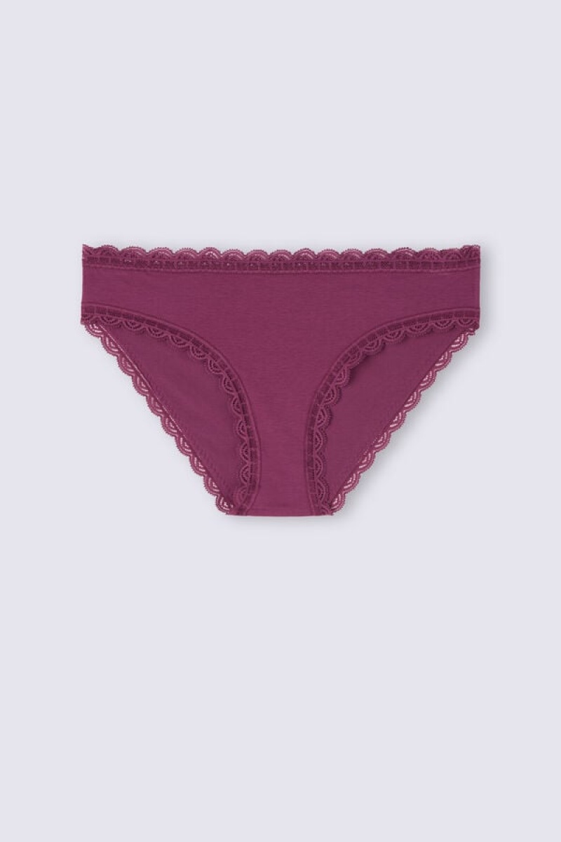 Intimissimi Cotton And Lace Panties Ljubičaste | SN-ITMSM57593