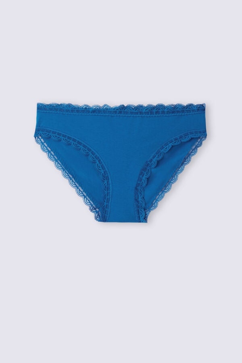 Intimissimi Cotton And Lace Panties Plave | SN-ITMSM57588