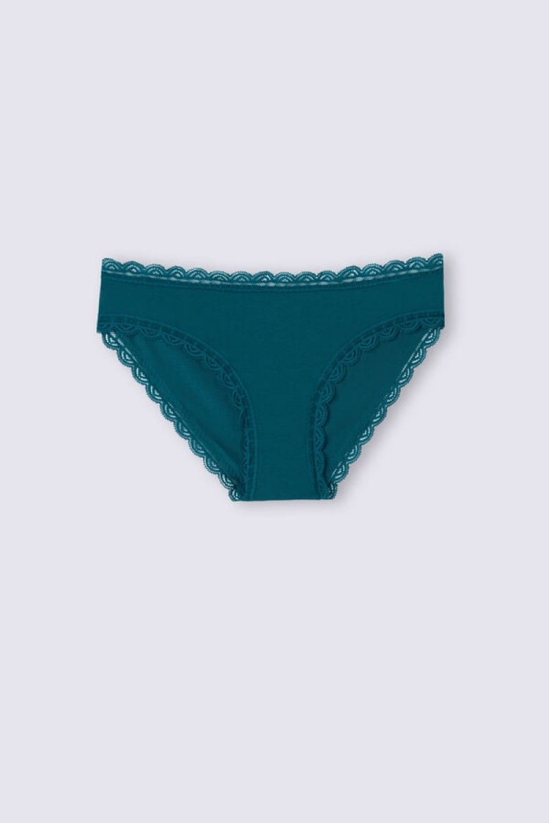 Intimissimi Cotton And Lace Panties Plave | SN-ITMSM57594