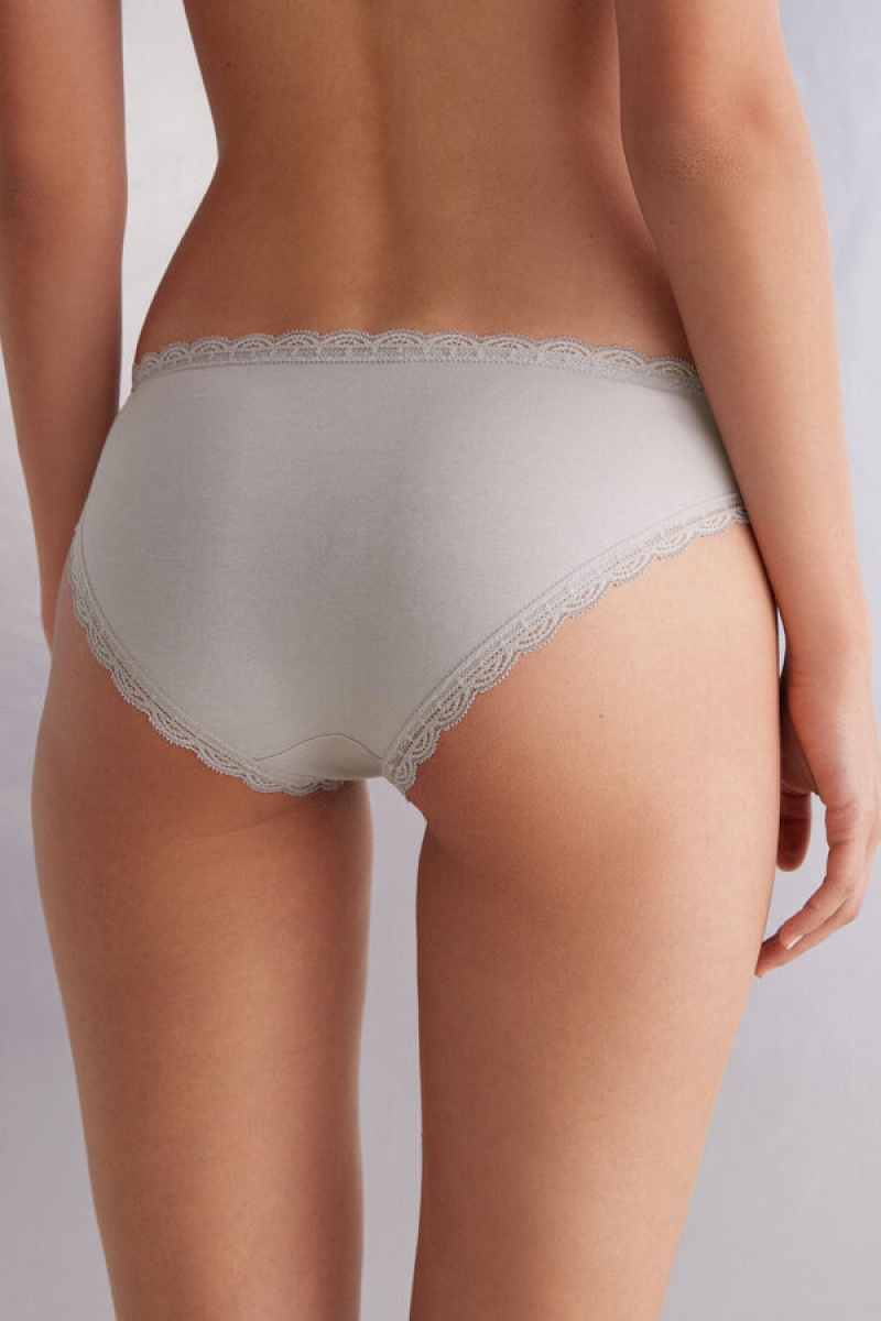 Intimissimi Cotton And Lace Panties Sive | SN-ITMSM57595