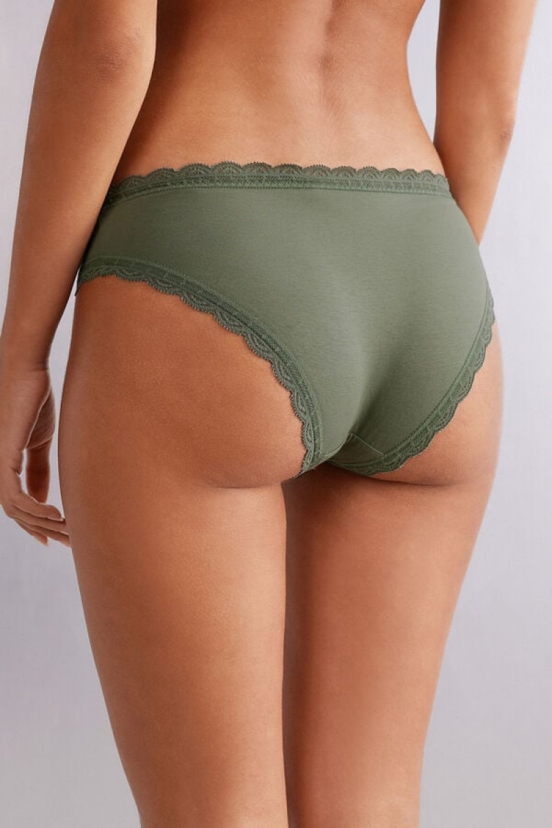 Intimissimi Cotton And Lace Panties Zelene | SN-ITMSM57592