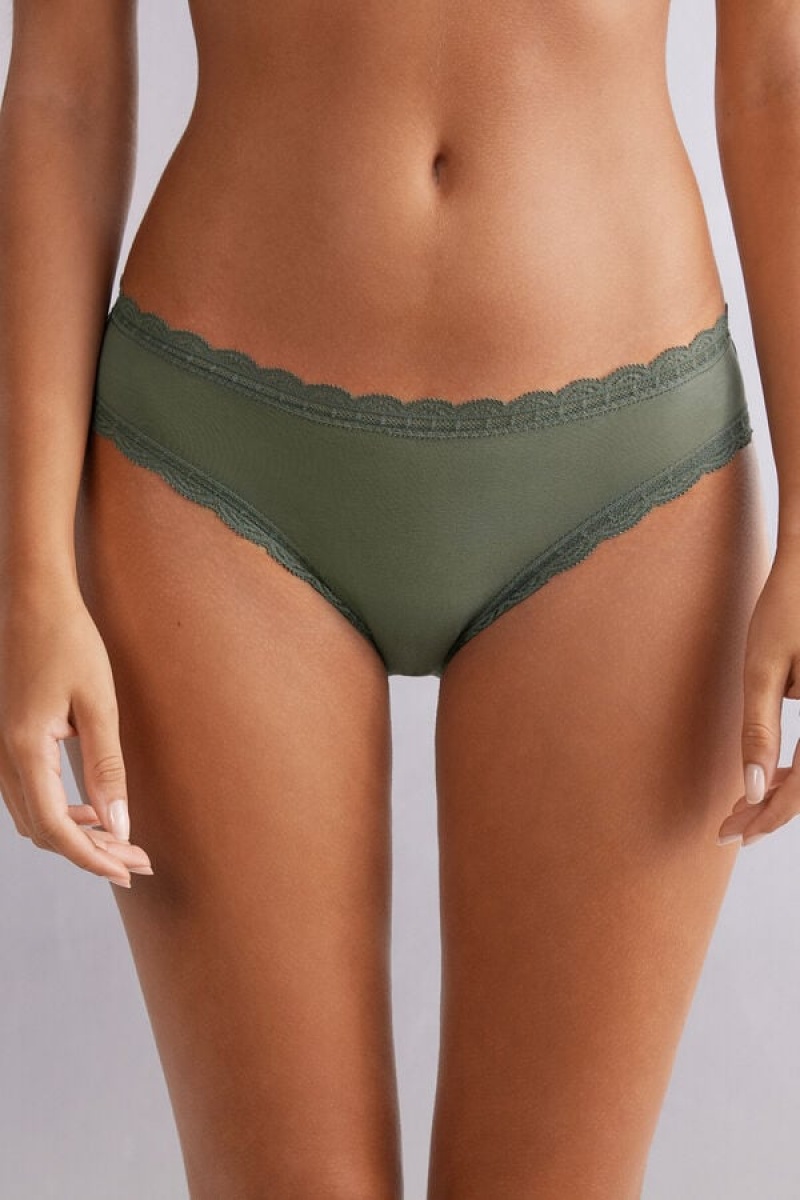 Intimissimi Cotton And Lace Panties Zelene | SN-ITMSM57592