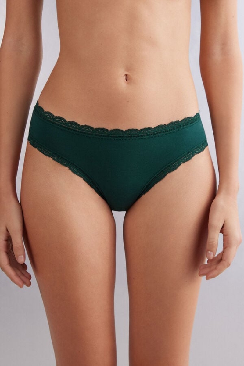 Intimissimi Cotton And Lace Panties Zelene | SN-ITMSM57639