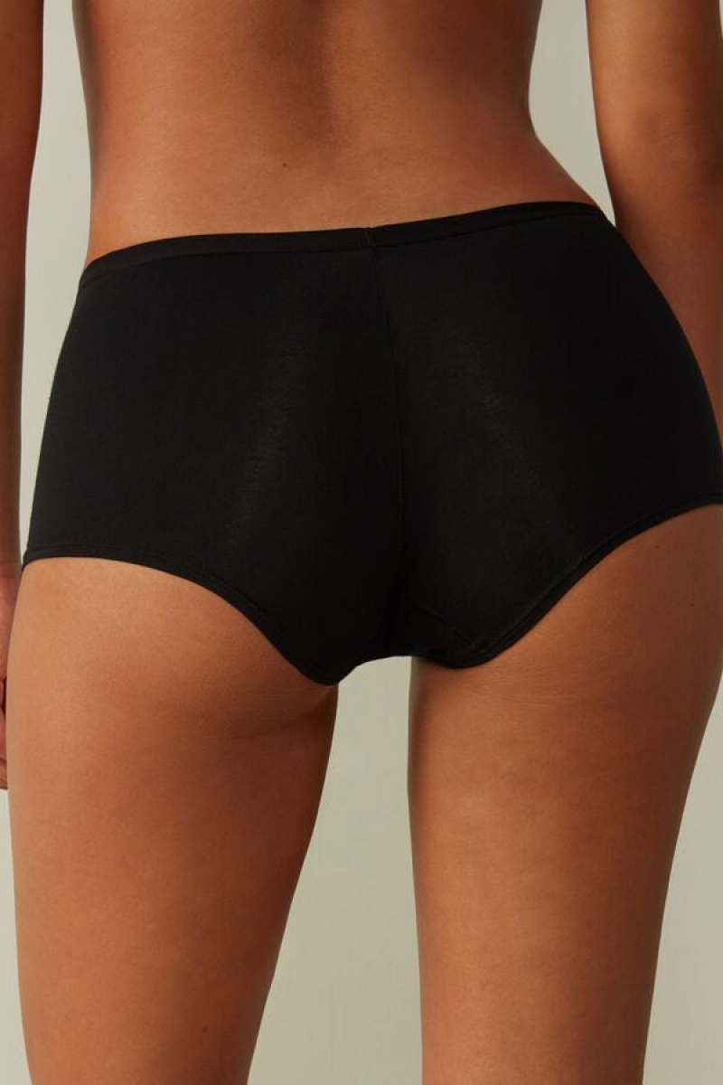 Intimissimi Cotton Boyshorts Crne | SN-ITMSM57652