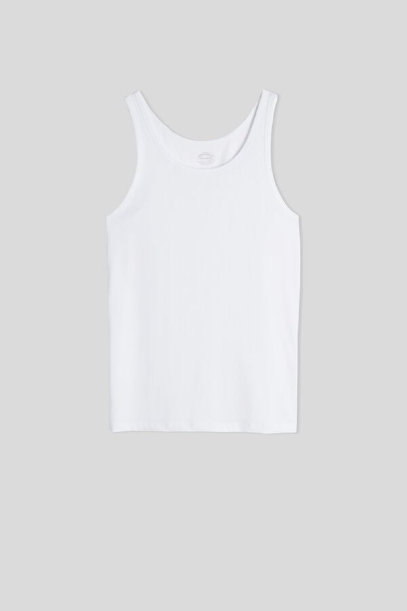 Intimissimi Crew Neck Tank Top Bijele | SN-ITMSM58615