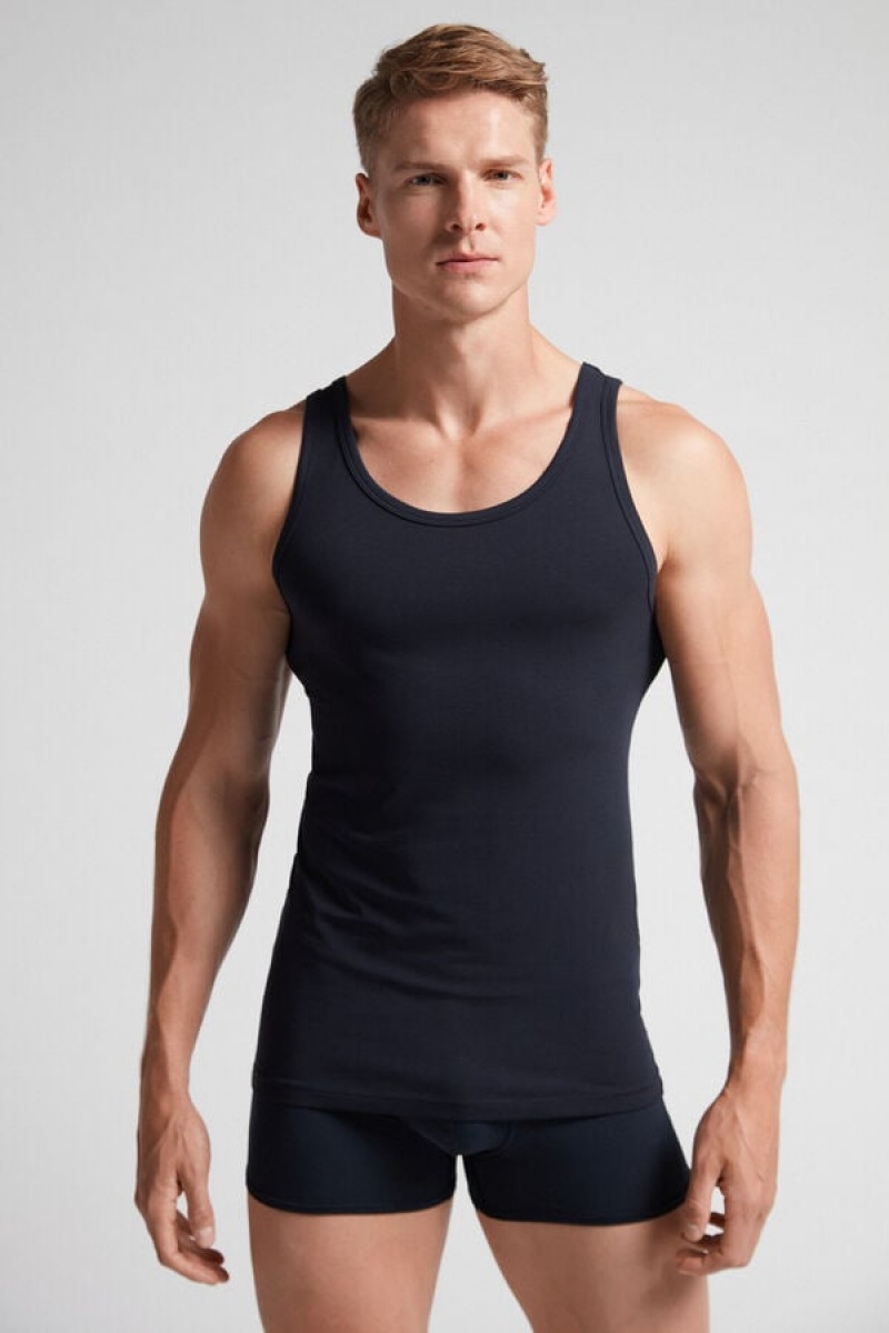 Intimissimi Crew Neck Tank Top Plave | SN-ITMSM58613