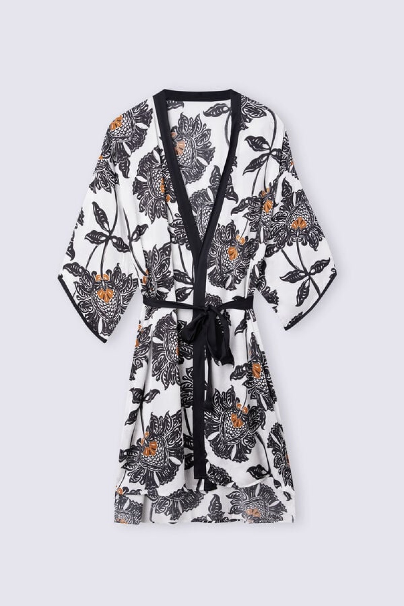 Intimissimi Delicious Viscose Satin Kimono Crne | SN-ITMSM58432