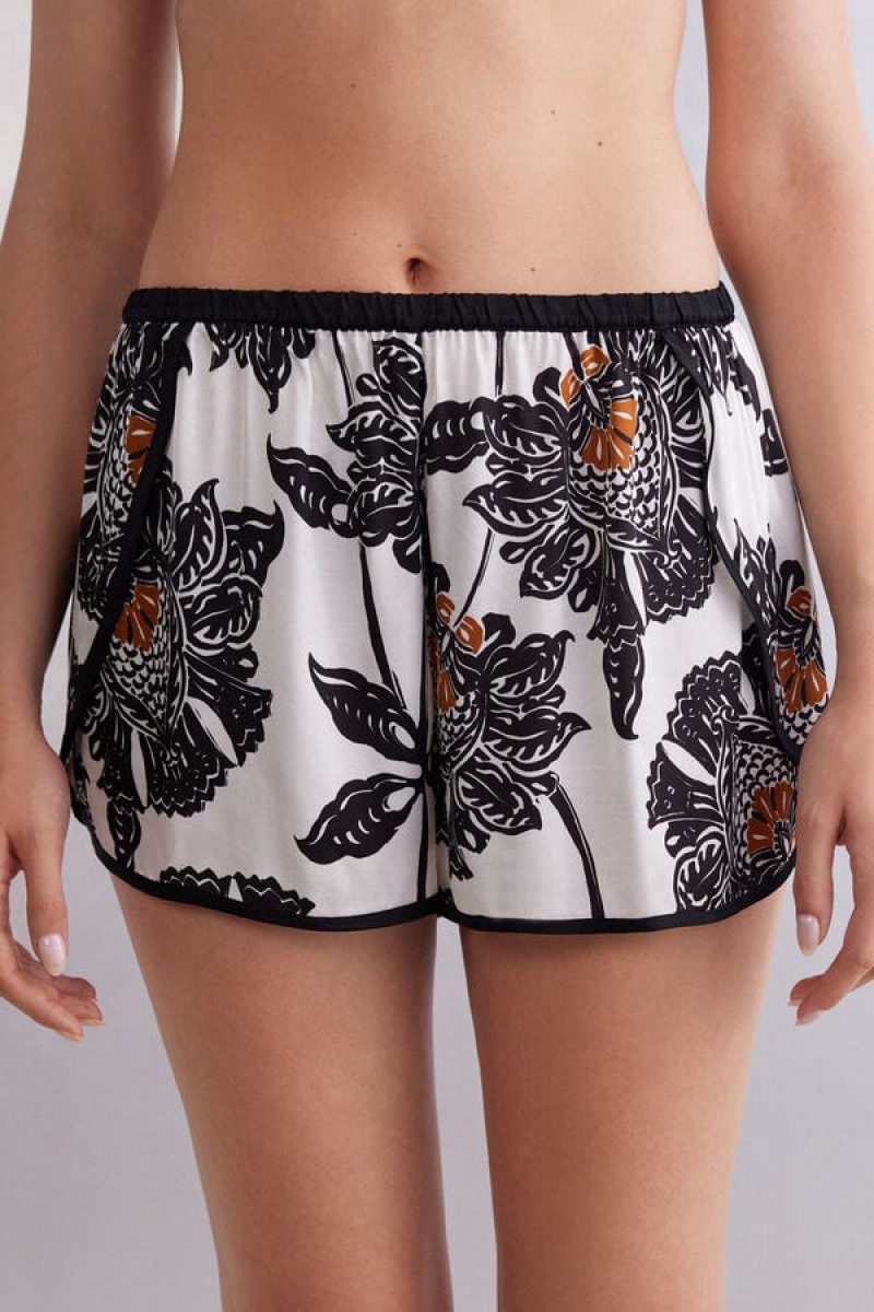 Intimissimi Delicious Viscose Satin Shorts Crne | SN-ITMSM58380