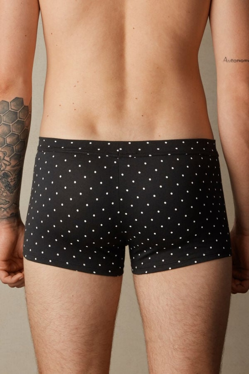 Intimissimi Dotted Boxers In Stretch Supima® Cotton Crne | SN-ITMSM58455