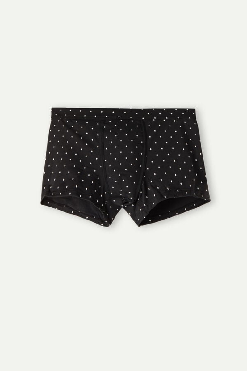 Intimissimi Dotted Boxers In Stretch Supima® Cotton Crne | SN-ITMSM58455