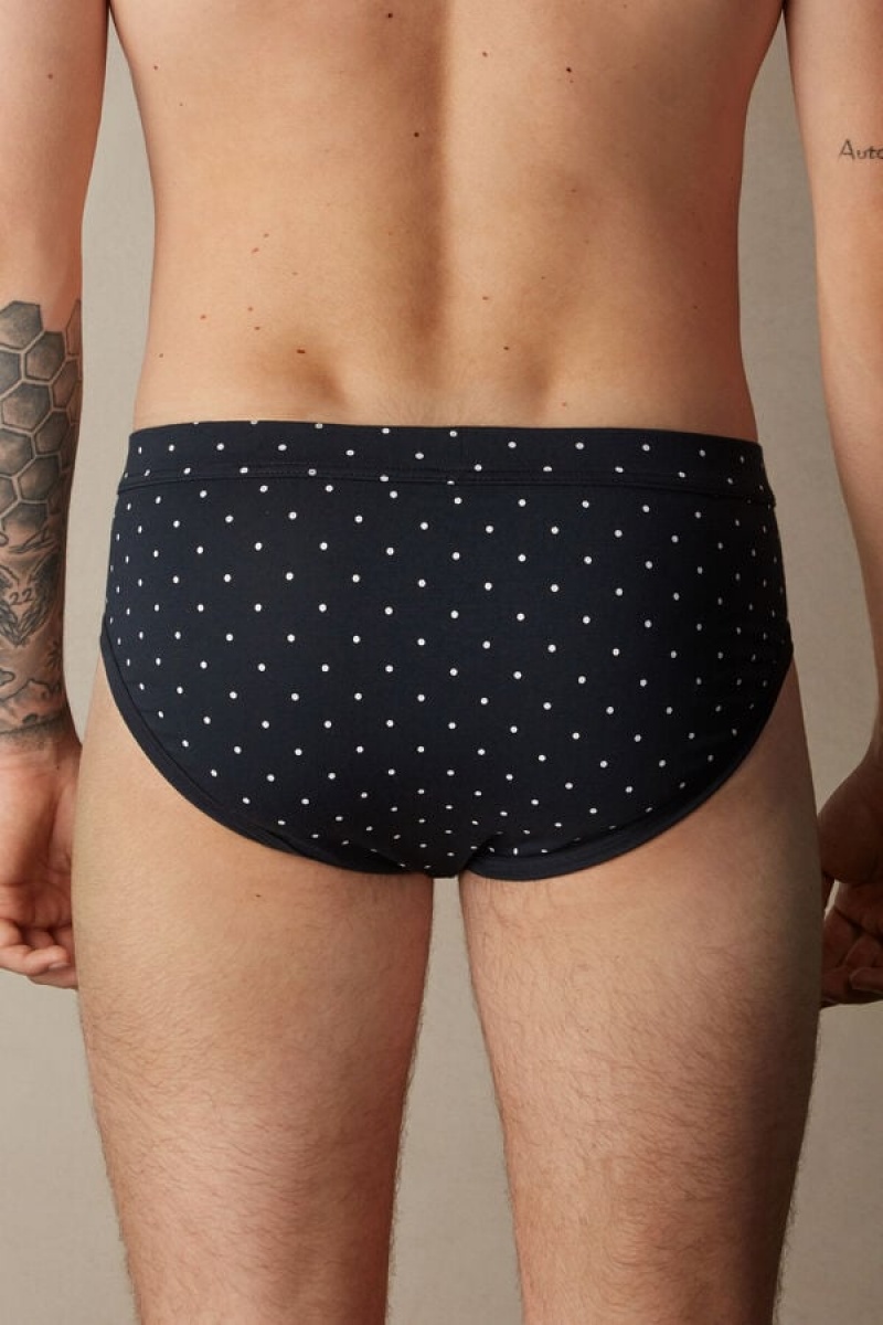 Intimissimi Dotted Briefs In Stretch Supima® Cotton Plave | SN-ITMSM58564