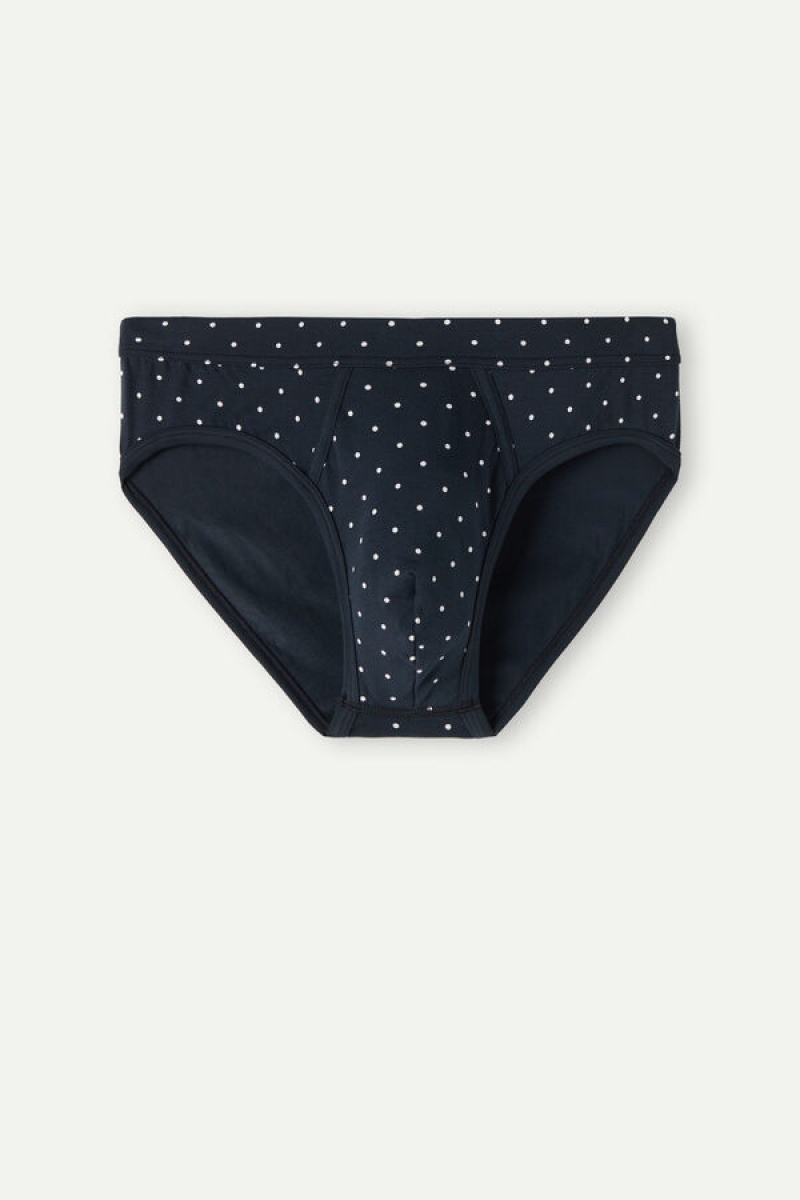 Intimissimi Dotted Briefs In Stretch Supima® Cotton Plave | SN-ITMSM58564