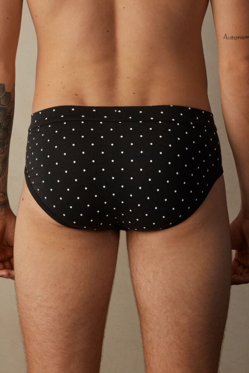 Intimissimi Dotted Briefs In Stretch Supima® Cotton Crne | SN-ITMSM58565