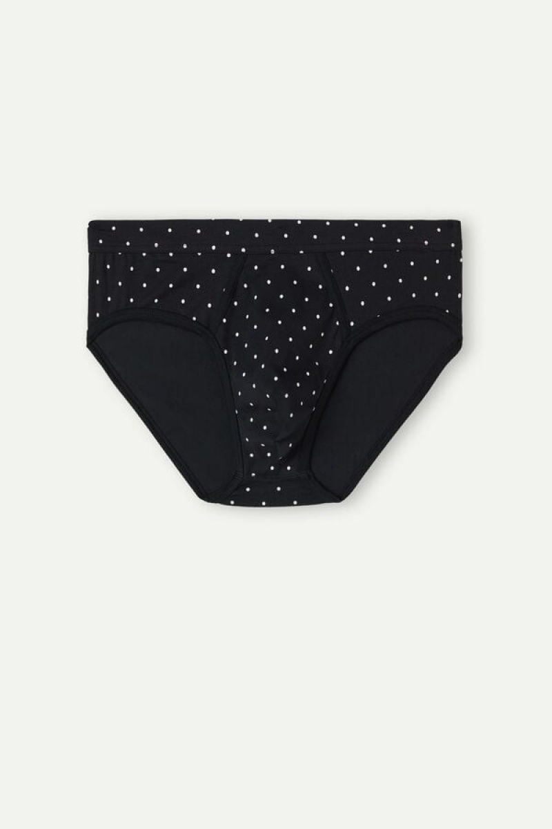 Intimissimi Dotted Briefs In Stretch Supima® Cotton Crne | SN-ITMSM58565