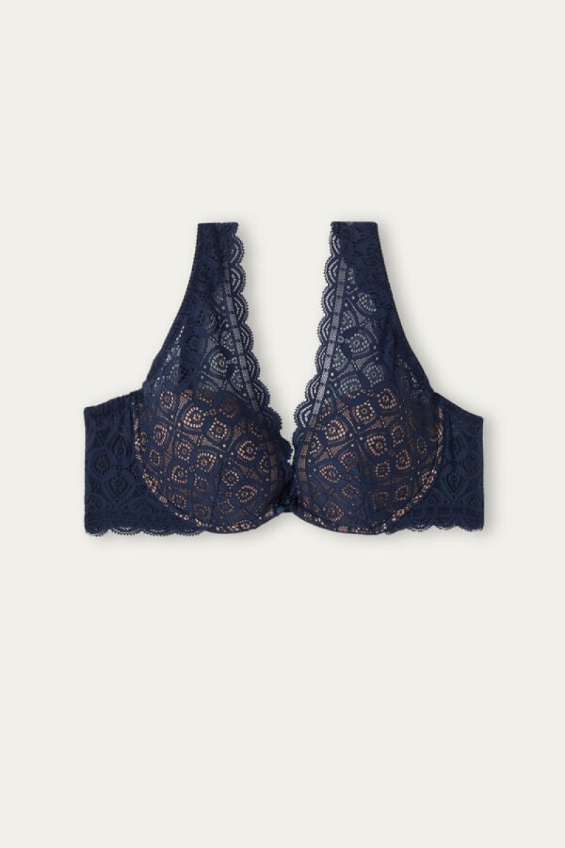 Intimissimi Elena Balconette Bra In Lace Plave | SN-ITMSM56444