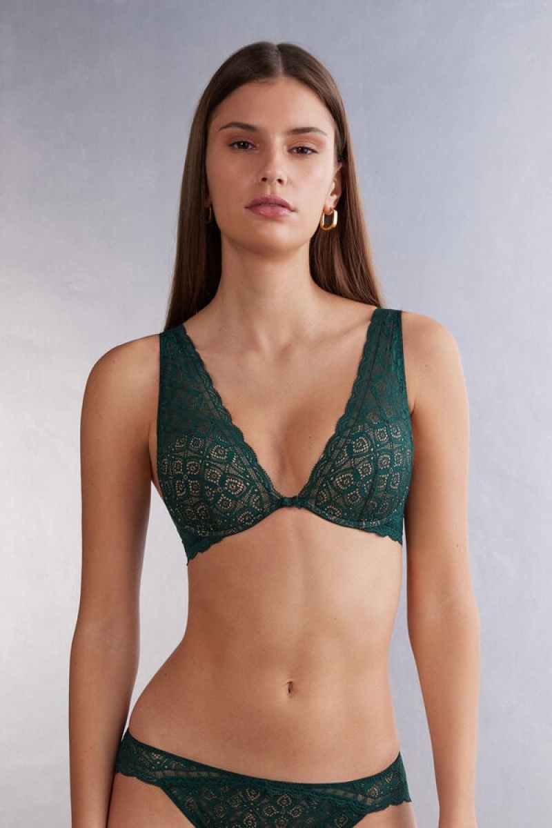 Intimissimi Elena Balconette Bra In Lace Zelene | SN-ITMSM57384