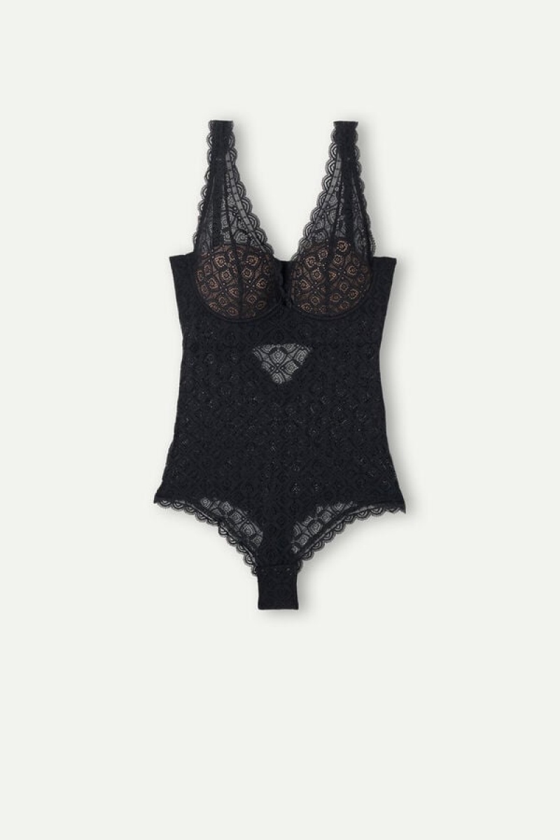 Intimissimi Eleonora Lace Bodysuit Crne | SN-ITMSM57867