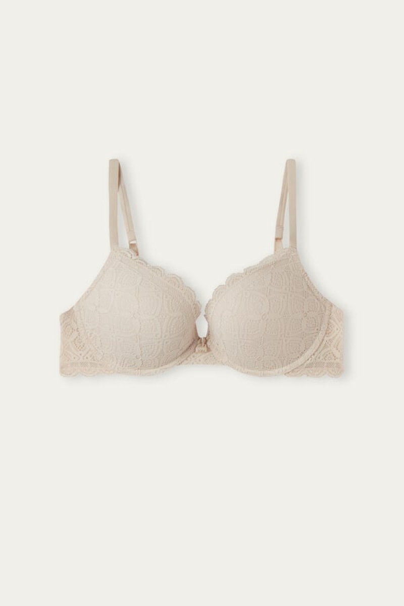 Intimissimi Elettra Super Push-up Bra In Lace Bež | SN-ITMSM56745