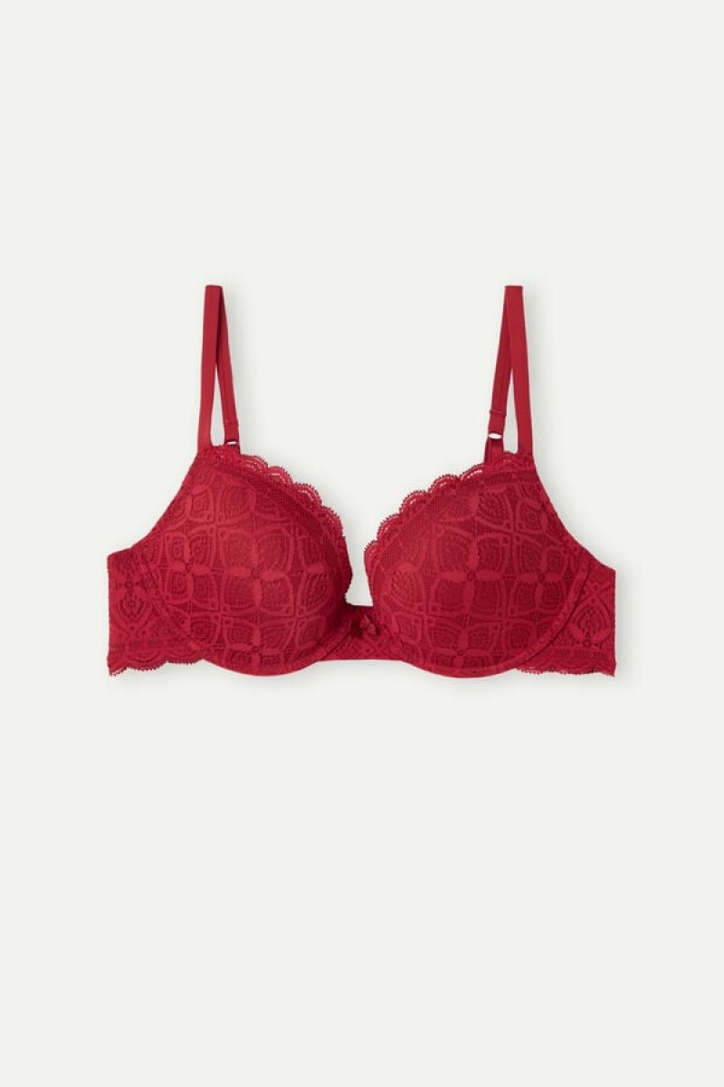 Intimissimi Elettra Super Push-up Bra In Lace Crvene | SN-ITMSM56750