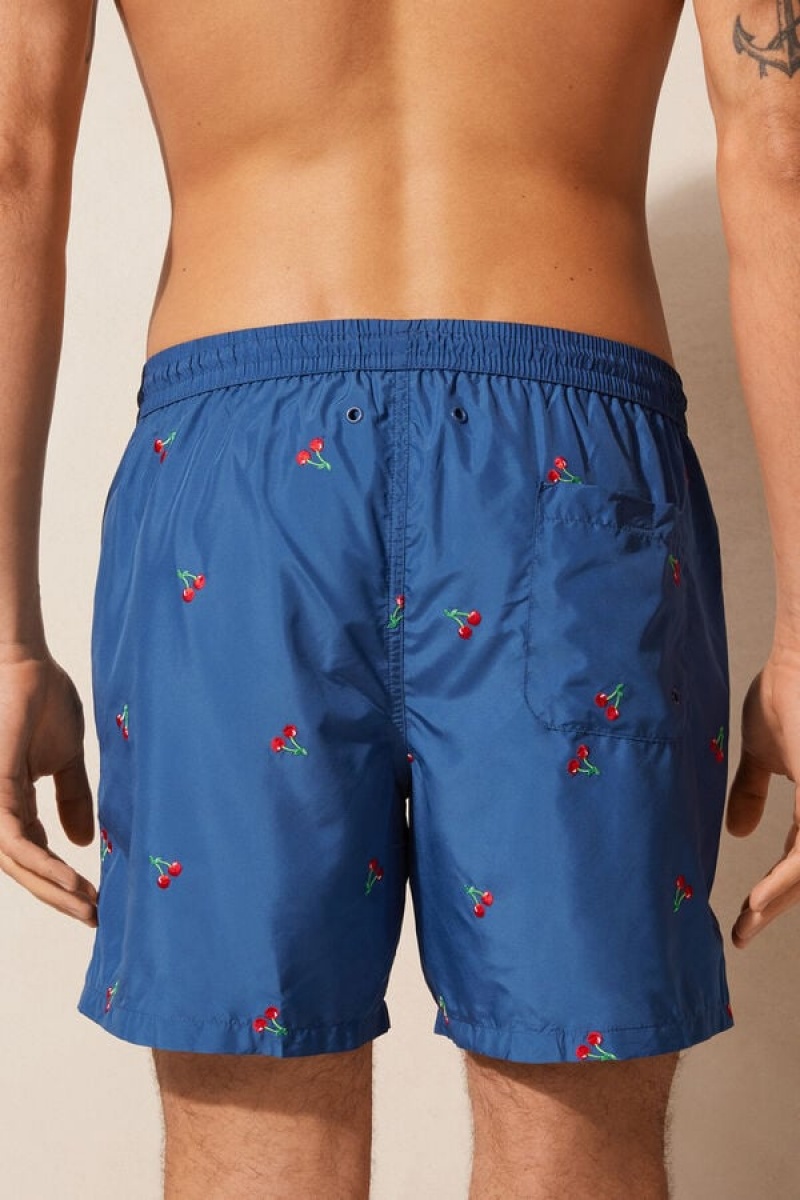 Intimissimi Embroide Cherry Swim Trunks Plave | SN-ITMSM58777