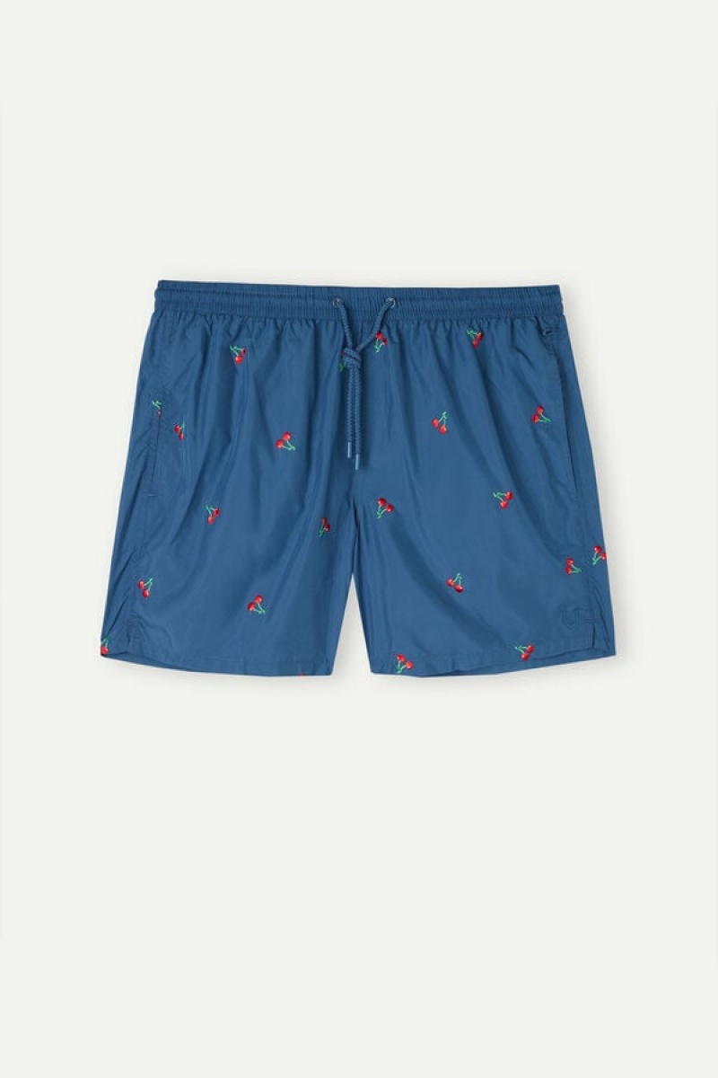 Intimissimi Embroide Cherry Swim Trunks Plave | SN-ITMSM58777