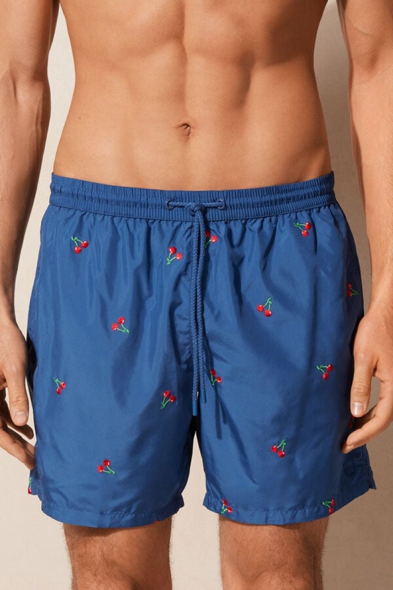 Intimissimi Embroide Cherry Swim Trunks Plave | SN-ITMSM58777