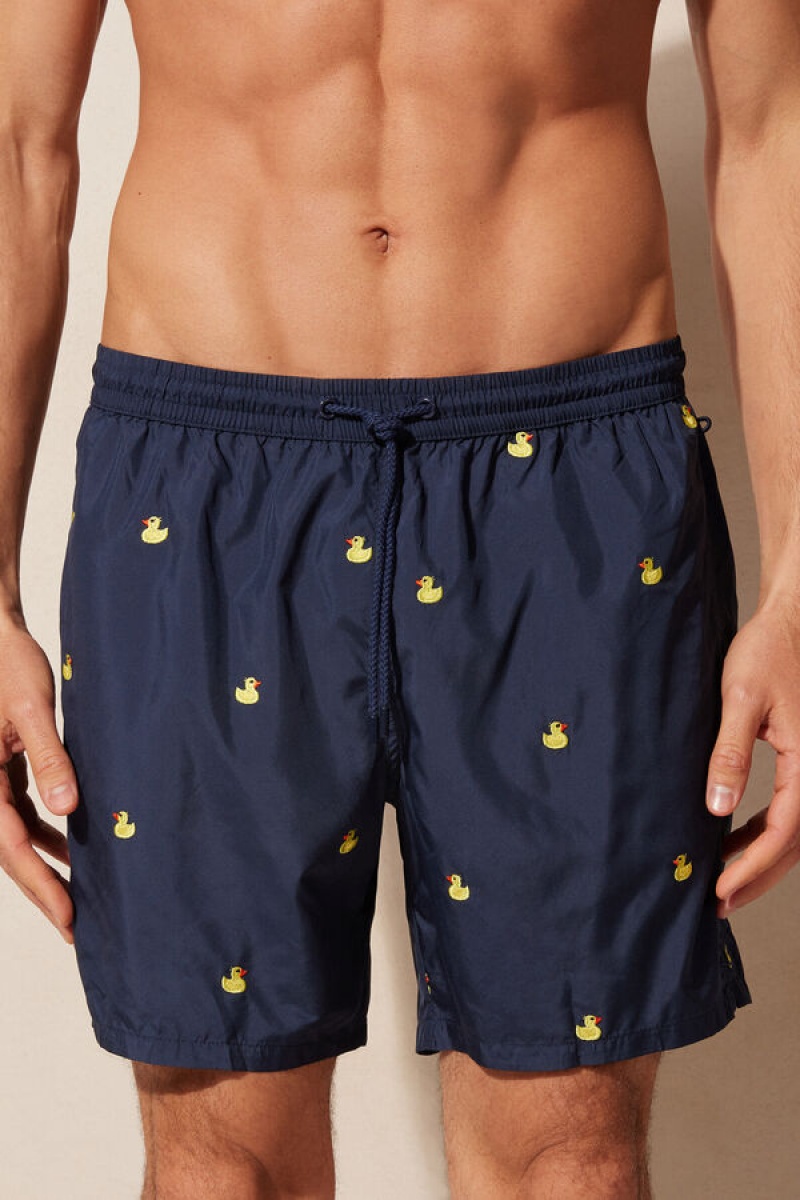 Intimissimi Embroide Duck Swim Trunks Plave | SN-ITMSM58776