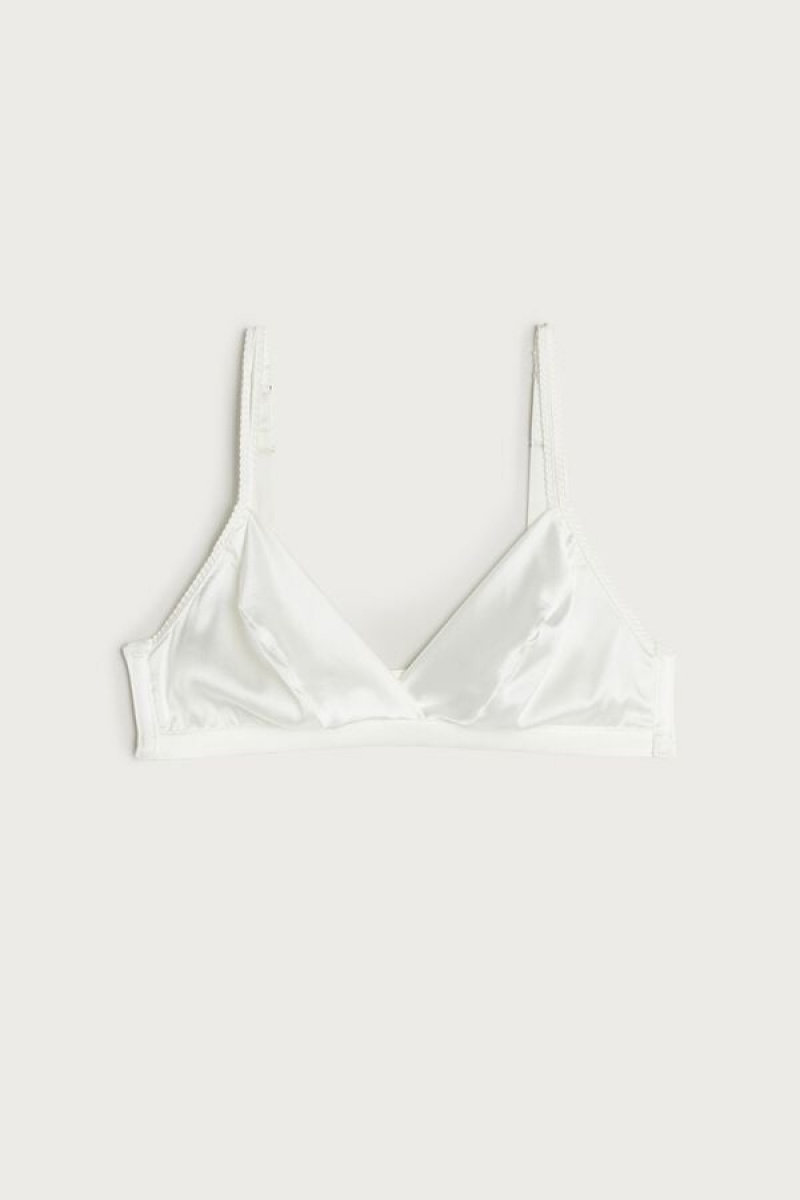 Intimissimi Emma Silk Triangle Bra Bijele | SN-ITMSM56608