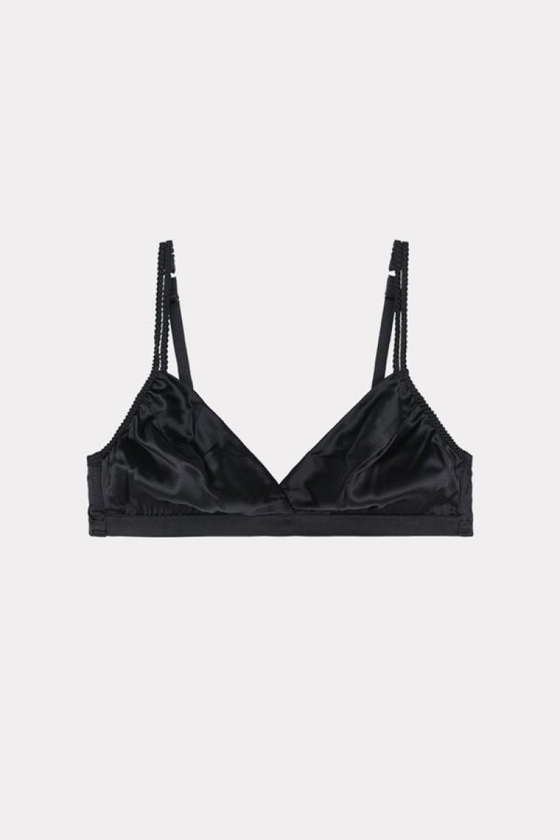 Intimissimi Emma Silk Triangle Bra Crne | SN-ITMSM57103