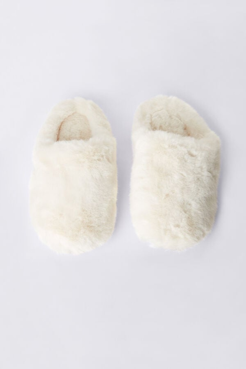 Intimissimi Faux Fur Slippers Bijele | SN-ITMSM58447