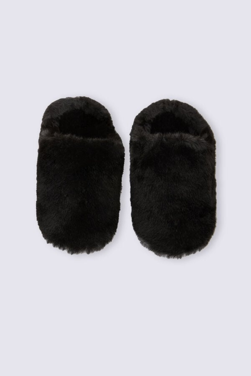 Intimissimi Faux Fur Slippers Crne | SN-ITMSM58448