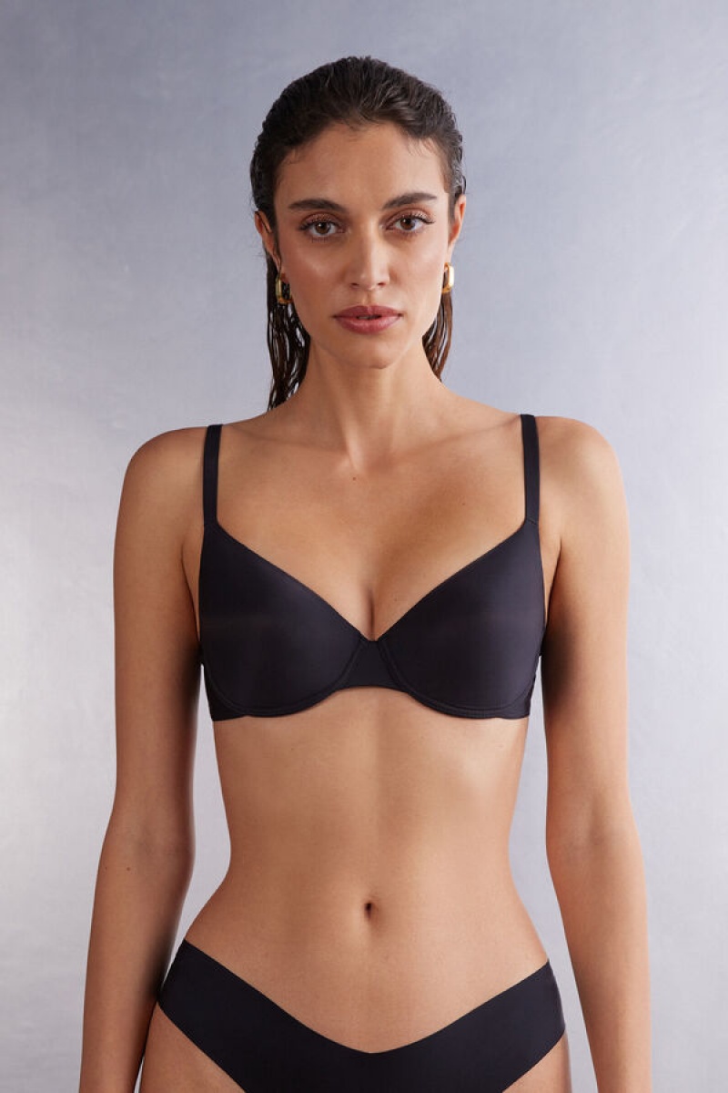 Intimissimi Francesca Ultralight Microfiber Balconette Bra Crne | SN-ITMSM56426