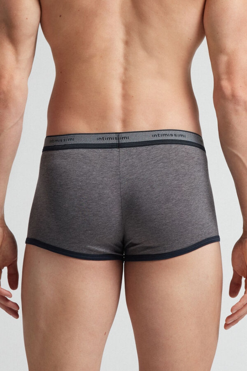 Intimissimi Fresh Supima® Cotton Boxers With Logo Tamno Sive | SN-ITMSM58524