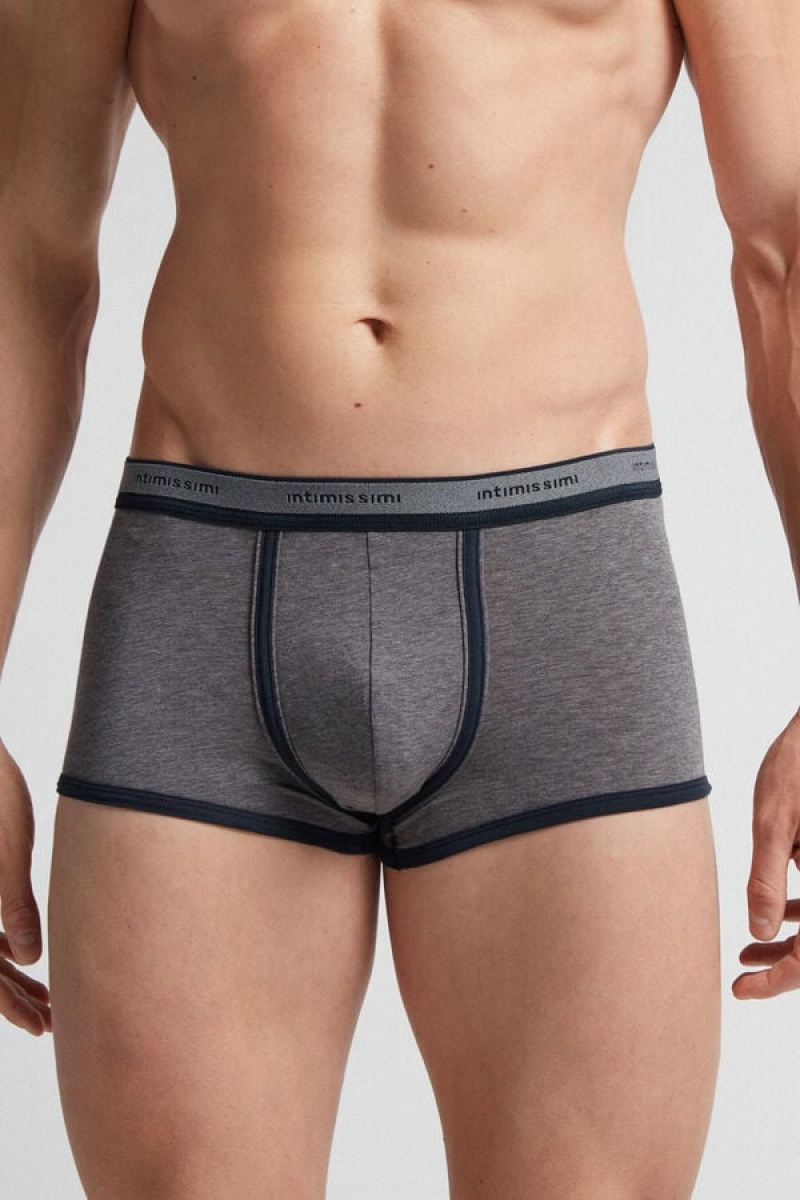 Intimissimi Fresh Supima® Cotton Boxers With Logo Tamno Sive | SN-ITMSM58524