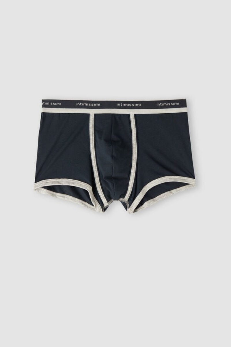 Intimissimi Fresh Supima® Cotton Boxers With Logo Plave | SN-ITMSM58525