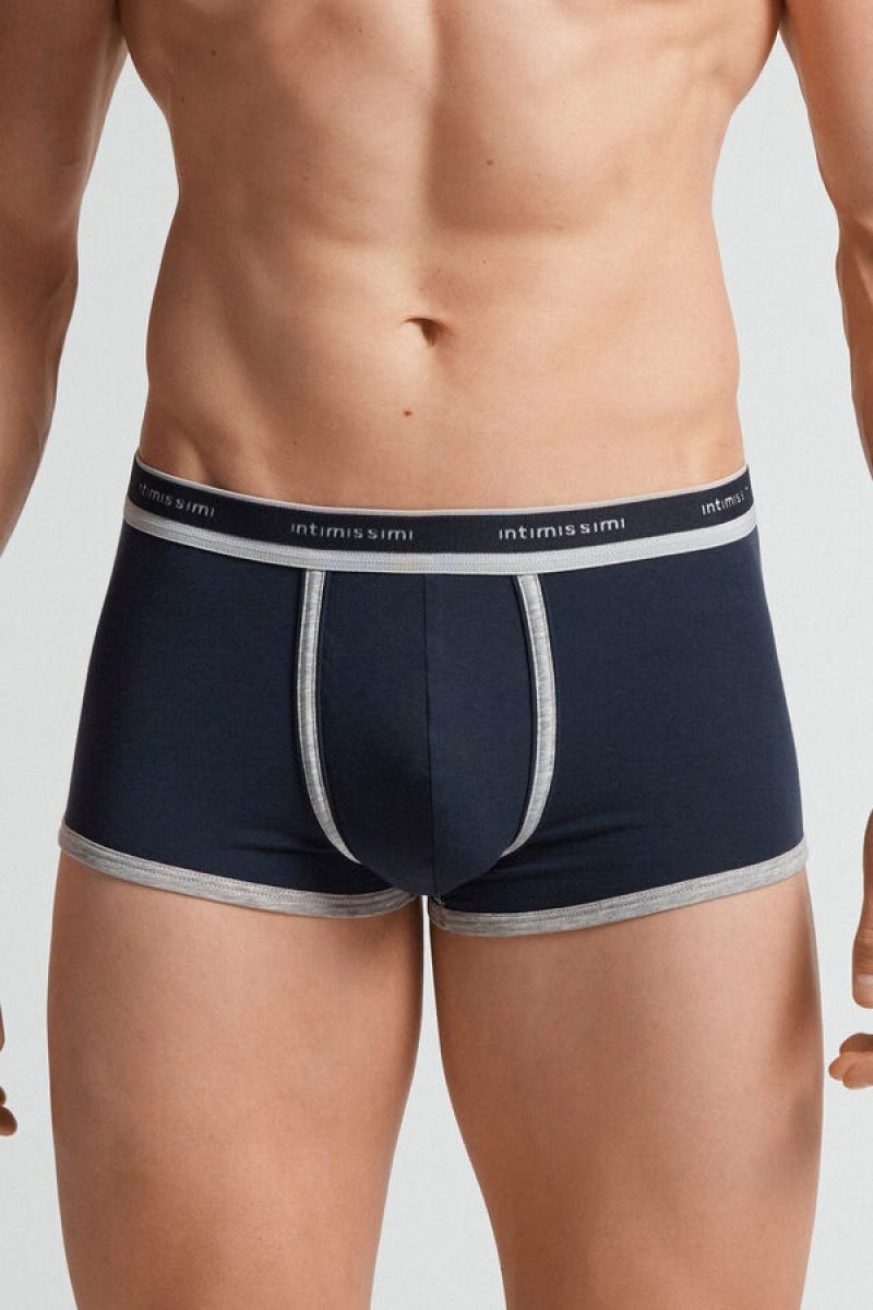 Intimissimi Fresh Supima® Cotton Boxers With Logo Plave | SN-ITMSM58525