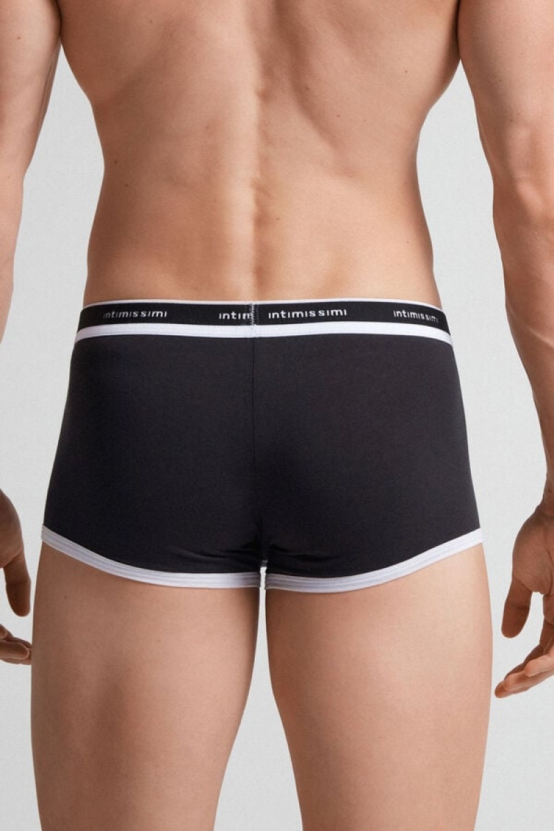 Intimissimi Fresh Supima® Cotton Boxers With Logo Crne | SN-ITMSM58527