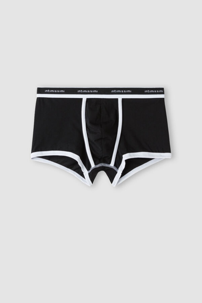 Intimissimi Fresh Supima® Cotton Boxers With Logo Crne | SN-ITMSM58527