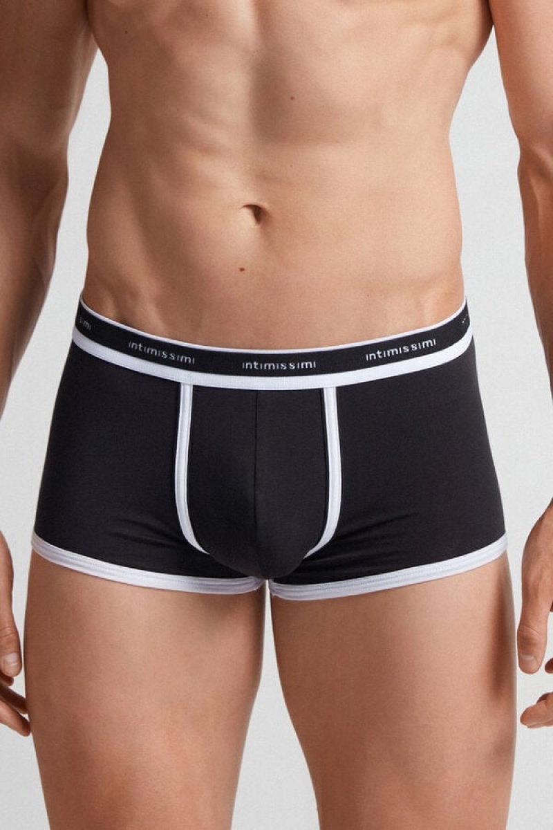 Intimissimi Fresh Supima® Cotton Boxers With Logo Crne | SN-ITMSM58527