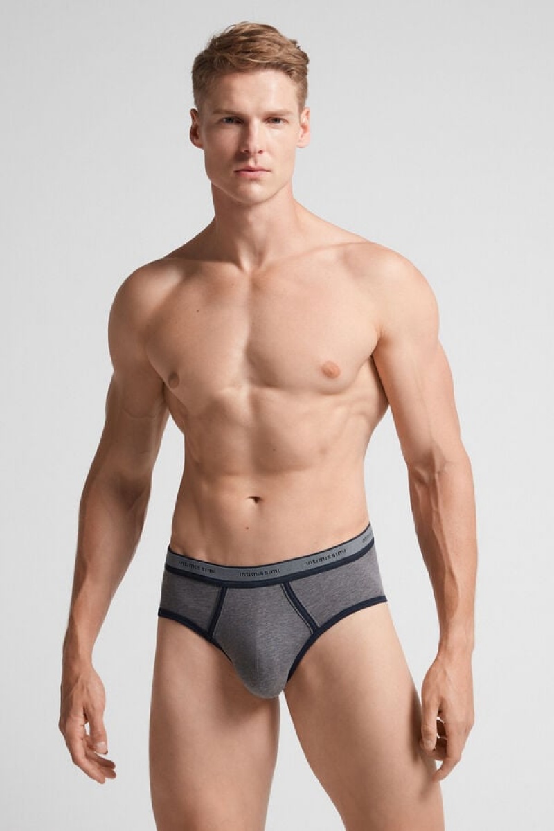 Intimissimi Fresh Supima® Cotton Briefs With Logo Tamno Sive | SN-ITMSM58574