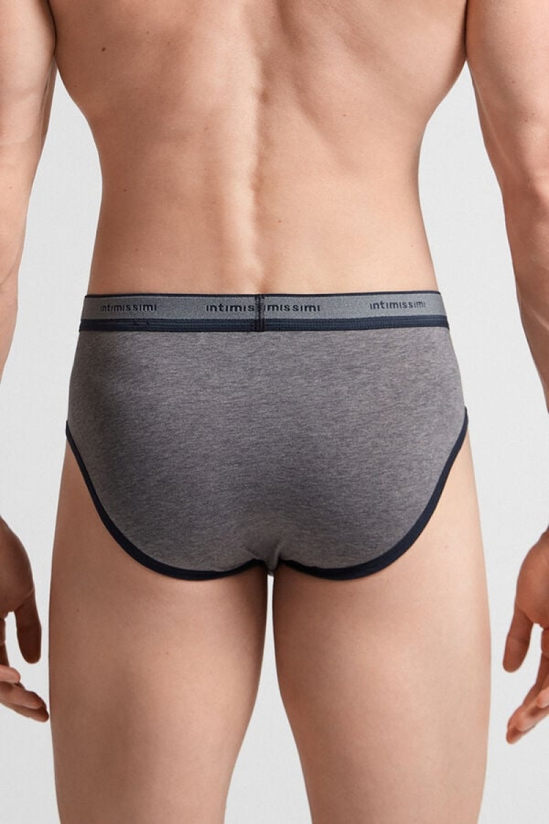 Intimissimi Fresh Supima® Cotton Briefs With Logo Tamno Sive | SN-ITMSM58574