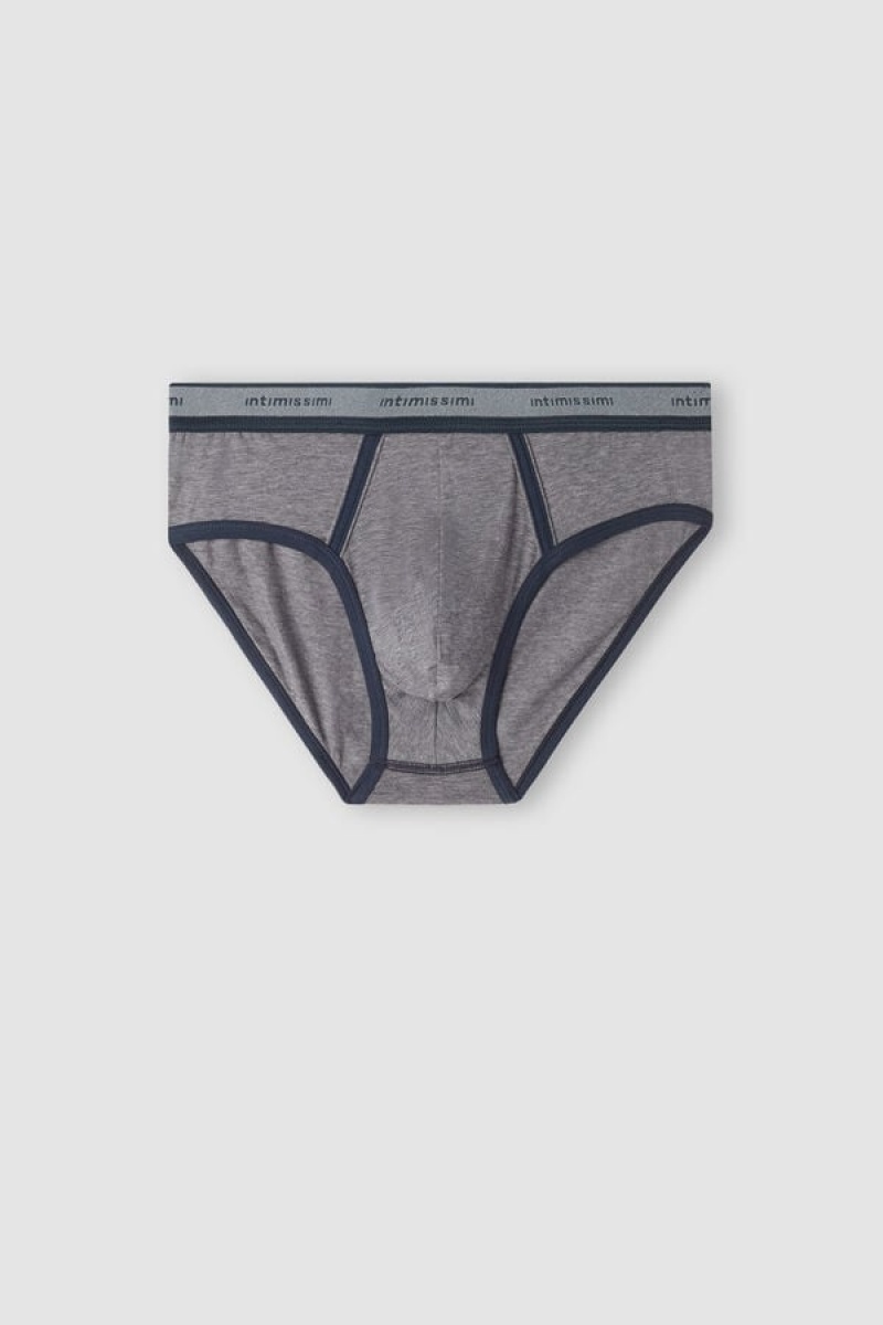 Intimissimi Fresh Supima® Cotton Briefs With Logo Tamno Sive | SN-ITMSM58574