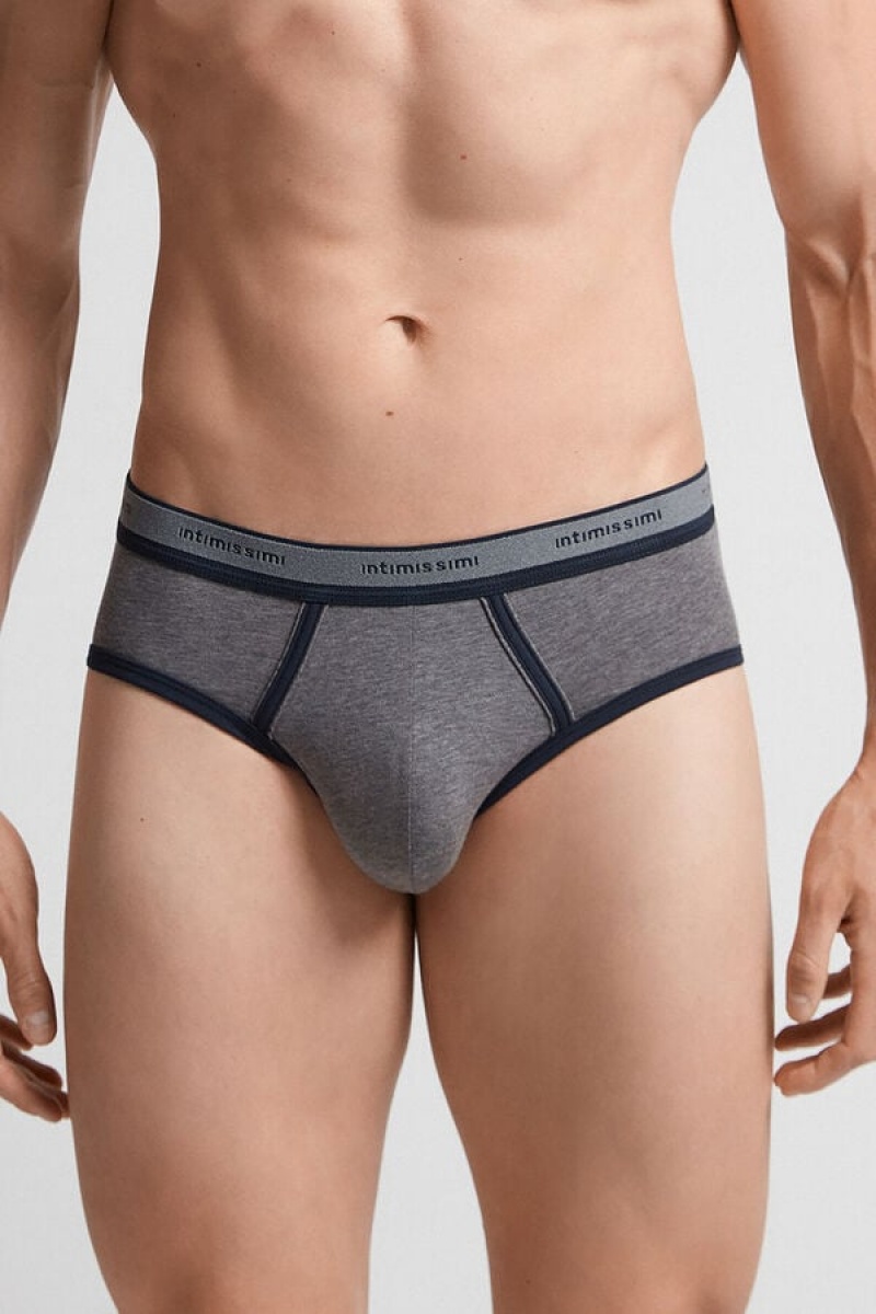 Intimissimi Fresh Supima® Cotton Briefs With Logo Tamno Sive | SN-ITMSM58574